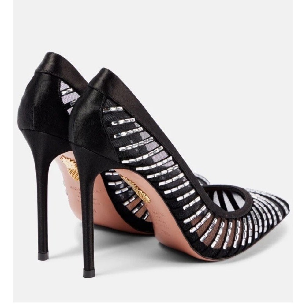 Aquazzura Passions Crystal‎ Pump 105 Black Womens Size 39 NEW - Picture 3 of 14
